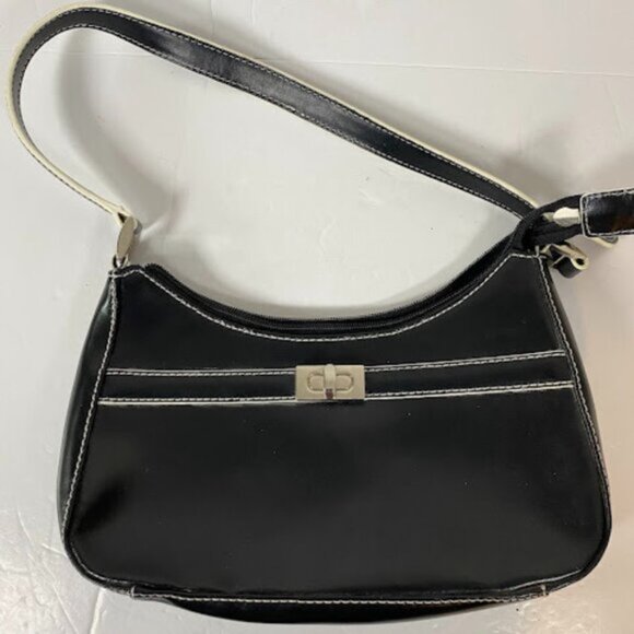 Wilsons Leather Women's Classic Crescent Black Leather Shoulder Bag Small - Picture 2 of 5